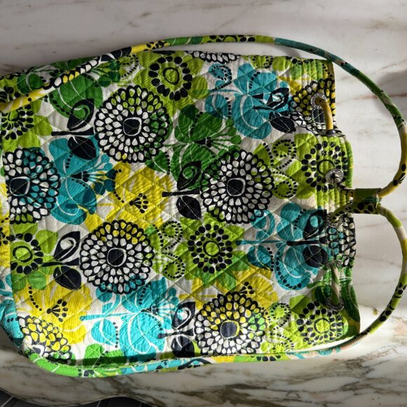 Vera Bradley Quilted Backpack – Green & Blue Floral, 14" x 12.5" - Picture 3 of 7